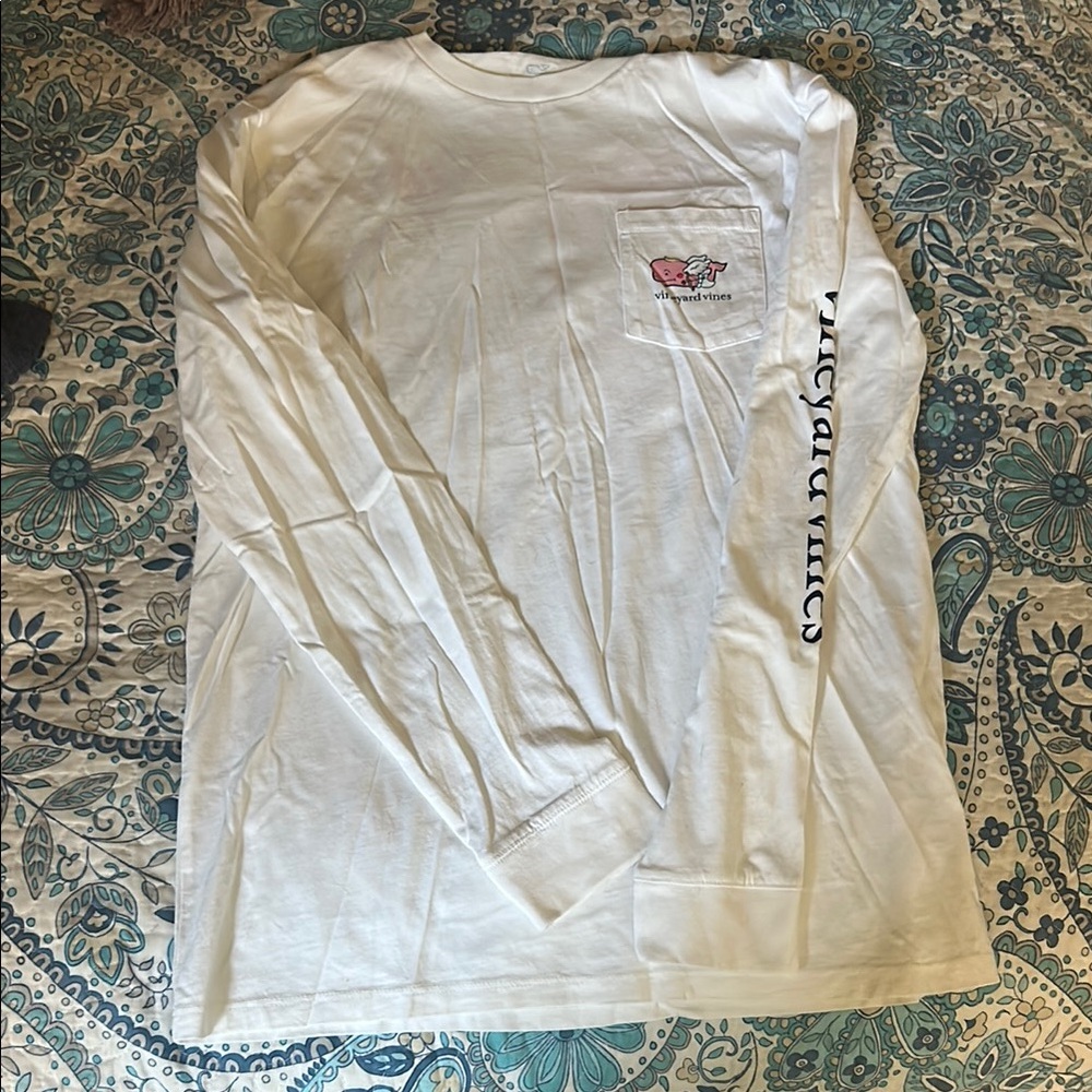 Vineyard Vines White Graphic Long Sleeve Tee